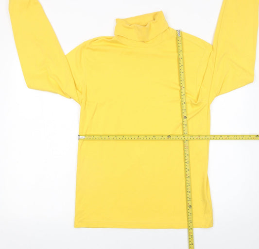 Lands' End Men's Yellow Roll Neck Long Sleeve Cotton T-Shirt Size S