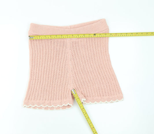 ASOS DESIGN Women’s Pink Knit Scalloped Shorts Size M 12-14