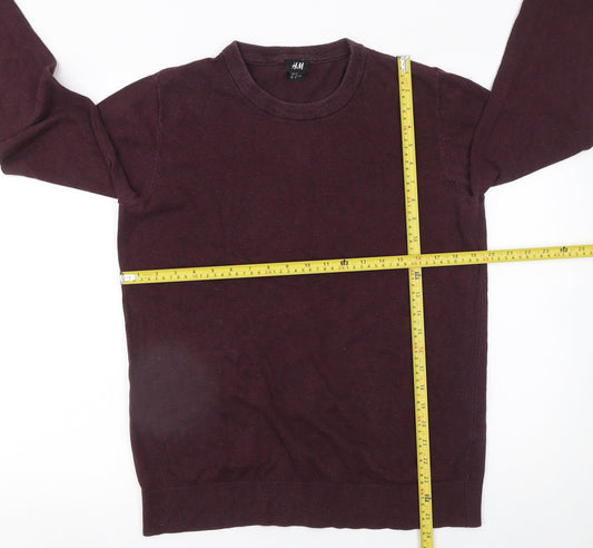 H&M Men's Purple Cotton Crew Neck Pullover Jumper Size M