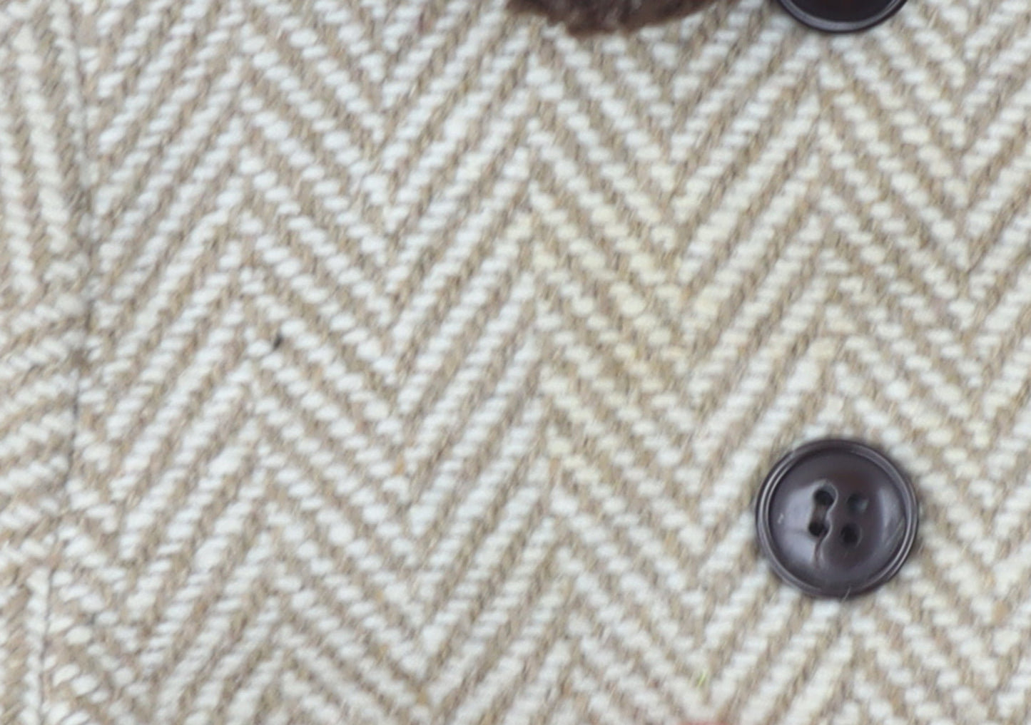 Additional view of Max girls’ beige herringbone double-breasted pea coat 2-3 years