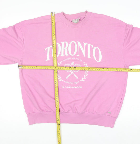 Pull & Bear Women's Pink Toronto Graphic Pullover Sweatshirt Size S
