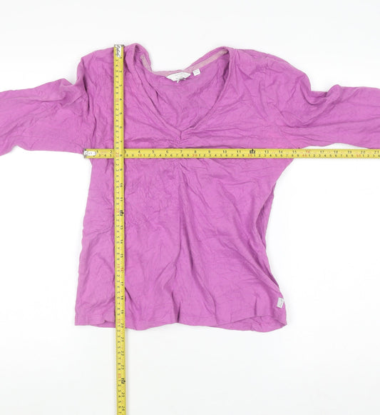FatFace Women’s Pink Long Sleeve V-Neck Cotton Jersey Top Size 10