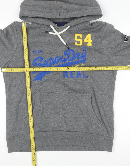 Superdry Womens Grey Pullover Hoodie Size 14 Hooded Graphic Print