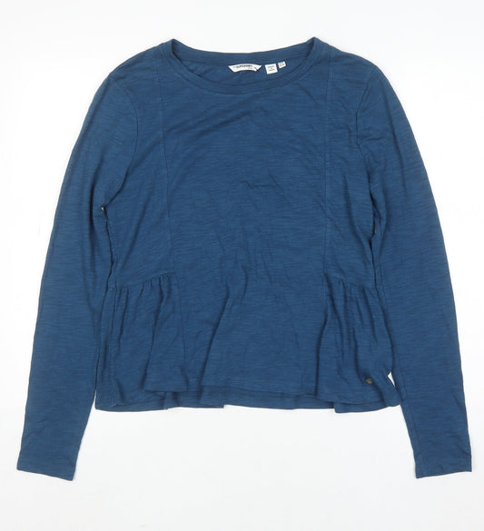 Superdry Women Blue Long Sleeve Cotton Blend Jersey T-Shirt Size 10