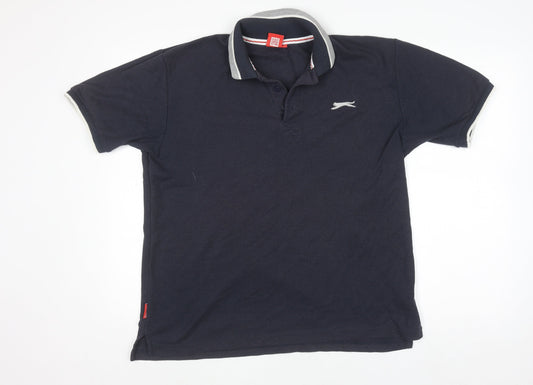 Slazenger Men’s Black Polo Shirt Size L Regular Fit Cotton