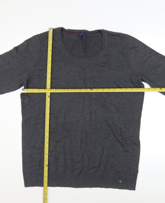 Tom Tailor Men's Grey 3XL Crew Neck Cotton Blend Jumper