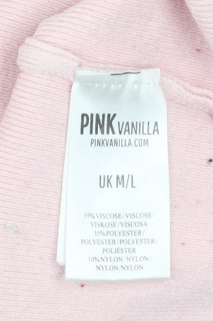 Pink Vanilla Women’s Pink Roll Neck Short Sleeve Jersey Top M/L