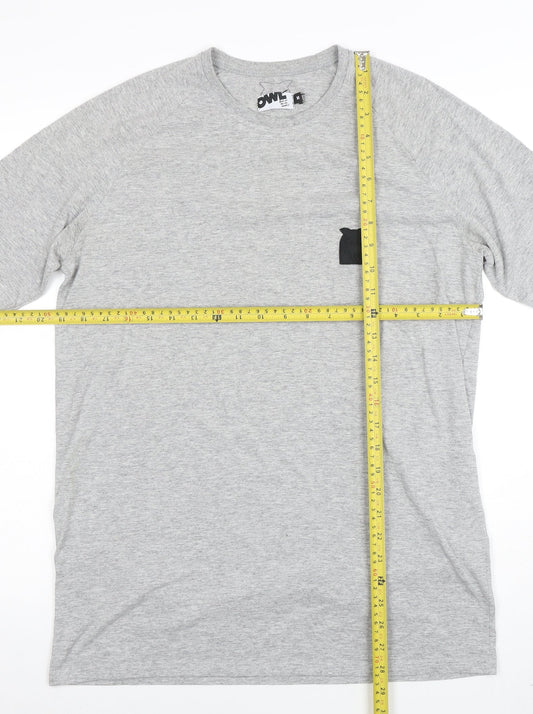 Owl Men's Grey Cotton Crew Neck Short Sleeve T-Shirt M