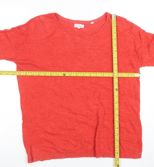 FatFace Women’s Red Linen Blend Crew Neck Long Sleeve Jumper UK 10