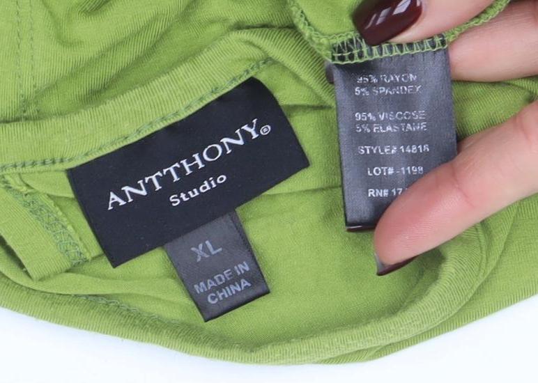 ANTHONY Studio Women’s Green XL Trapeze Asymmetric Jersey Dress