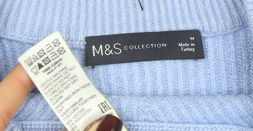 Marks and Spencer Women’s Blue Cotton Knit Crew Neck Jumper M