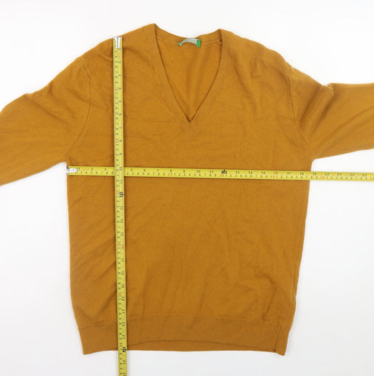 United Colors of Benetton Men’s Brown Wool V-Neck Jumper L