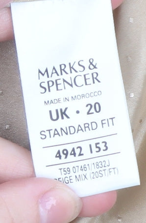 Marks and Spencer Women Beige Tweed Cardigan Jacket UK 20 Classic Fit