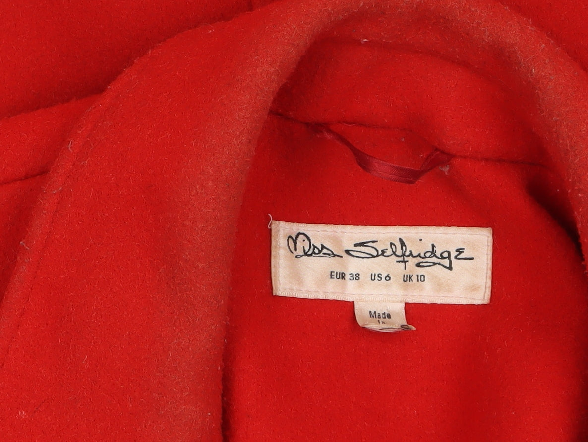Additional view of Miss Selfridge women’s red wool blend long overcoat, size UK 10