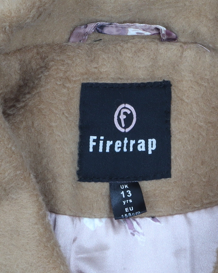 Firetrap Girls Beige Fleece Lined Button Jacket 13 Years