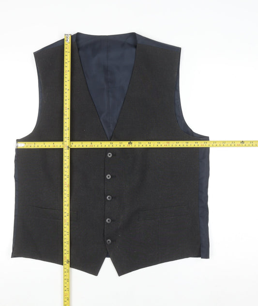 Racing Green Men's Black 42R Regular Fit Formal Waistcoat