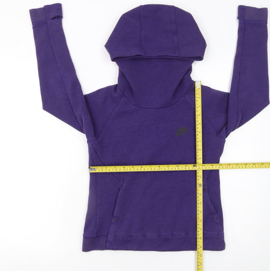 Nike Boys Purple Pullover Hoodie 10-12 Years Fleece Cotton Blend