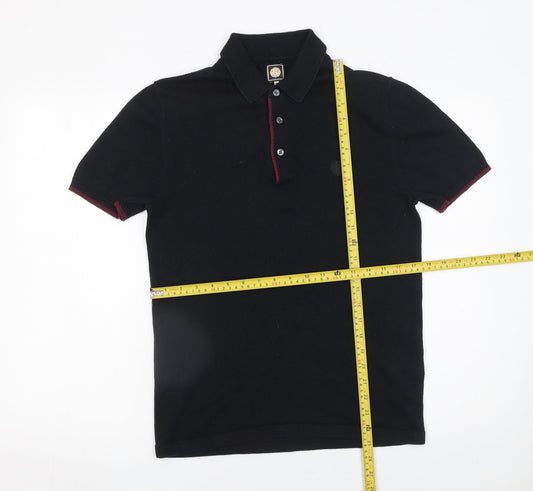 Pretty Green Men's Black XS Cotton Polo Shirt Short Sleeve Classic Fit