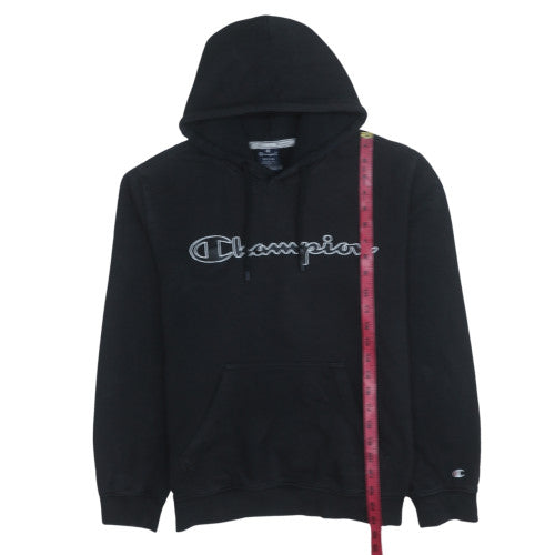 Champion Men's Black Pullover Hoodie Medium Logo Fleece