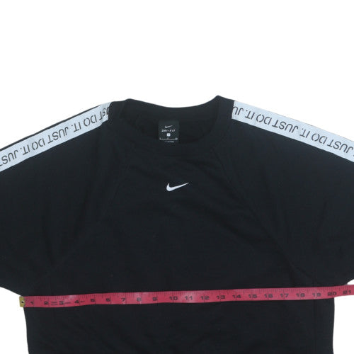 Nike Women Black Dri-Fit Crew Neck Logo Sweatshirt Size S