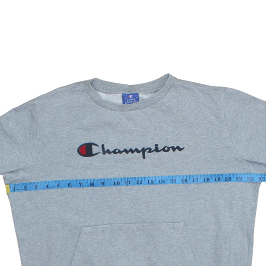 Champion Men's Grey Large Pullover Sweatshirt with Logo