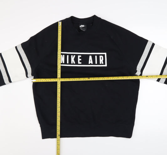 Nike Men’s Black Medium Pullover Sweatshirt Crew Neck Graphic Print
