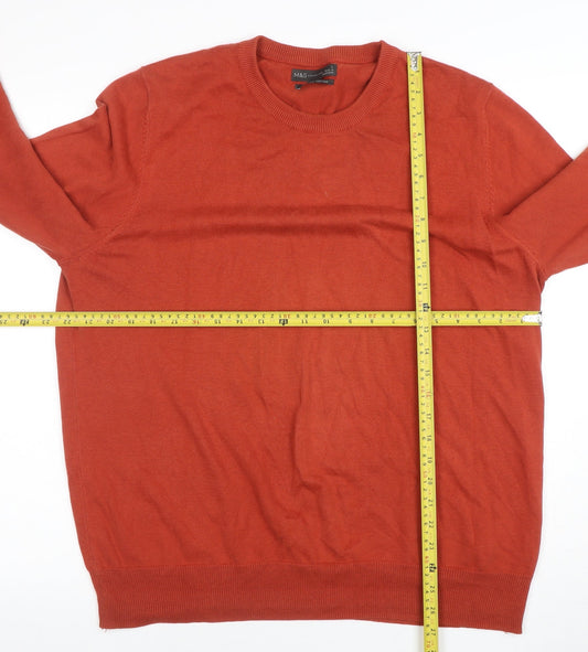 Marks and Spencer Men's Brown L Cotton Crew Neck Jumper