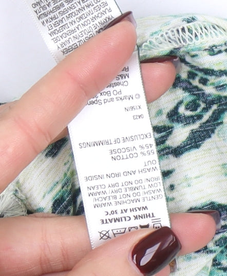 Marks and Spencer Womens Green Print Wrap Belted Dress Size 12