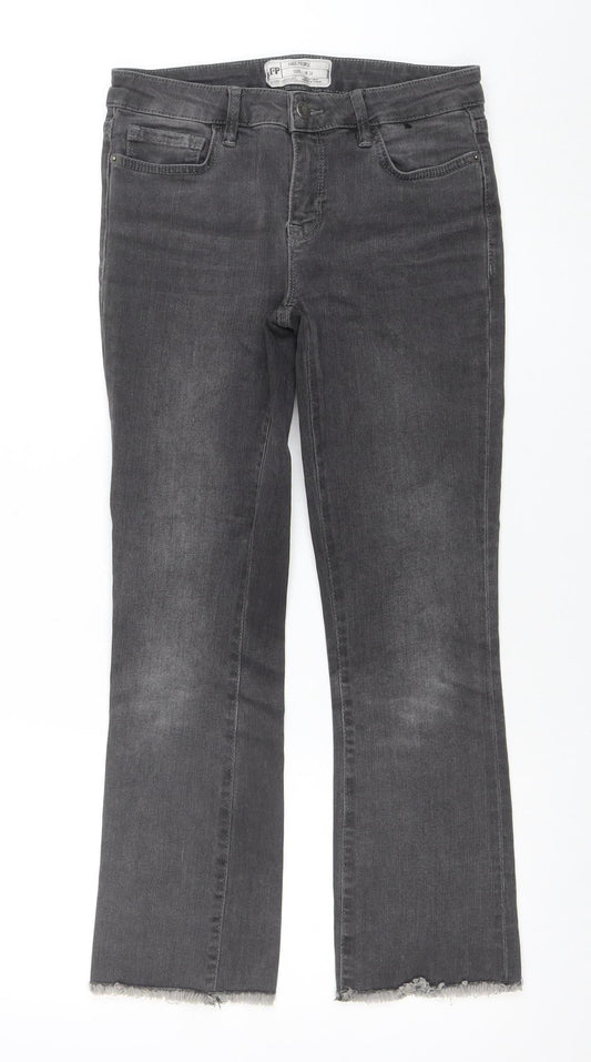 Free People Women’s Grey Stretch Straight Jeans W26 Mid Rise