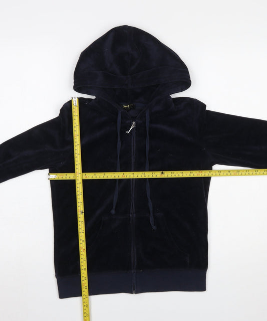Juicy Couture Black Label Women's Navy Velour Full Zip Hoodie Size S