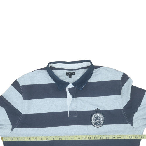 Jaeger Men's Blue 2XL Striped Collared Pullover Sweatshirt