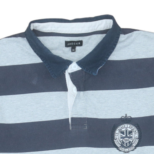 Additional view of Jaeger Men's Blue 2XL Striped Collared Pullover Sweatshirt
