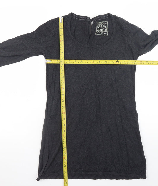 Fat Face Women's Black Cotton 3/4 Sleeve Pullover Jumper Size 10