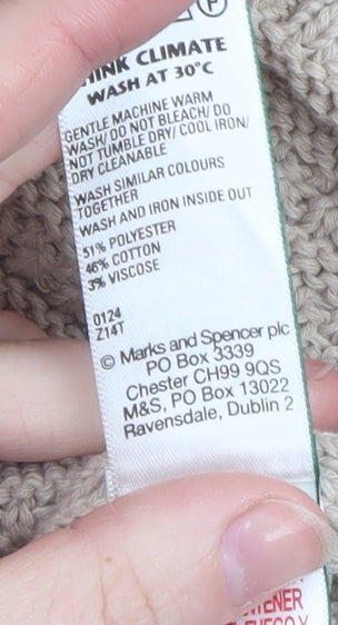 Marks and Spencer Women Beige Knit Cardigan XL Long Sleeve