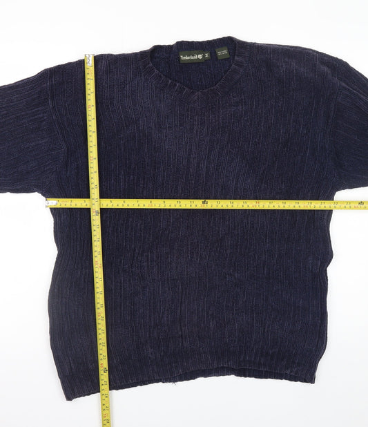 Timberland Men's Blue Cotton Knit V-Neck Pullover Jumper M