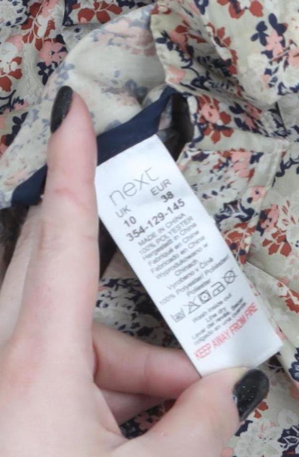 Next Women's Beige Floral Hooded Rain Jacket Size 10