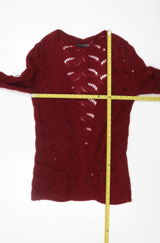 Atmosphere Women Red Open-Knit Long Sleeve Cardigan UK 12