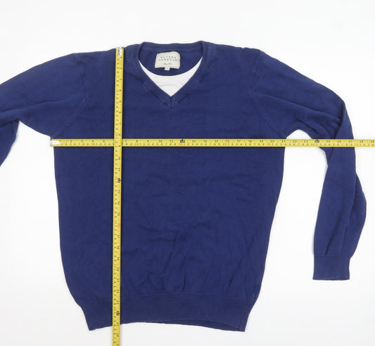 Hutson Harbour Men's Blue Cotton V-Neck Jumper Size L