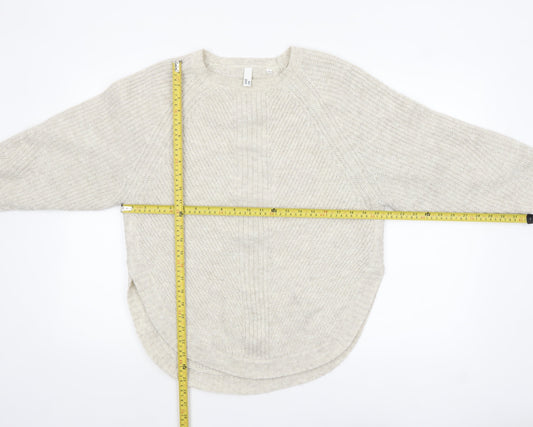 AND/OR Womens Beige Chunky-Knit Pullover Jumper XS Relaxed Fit