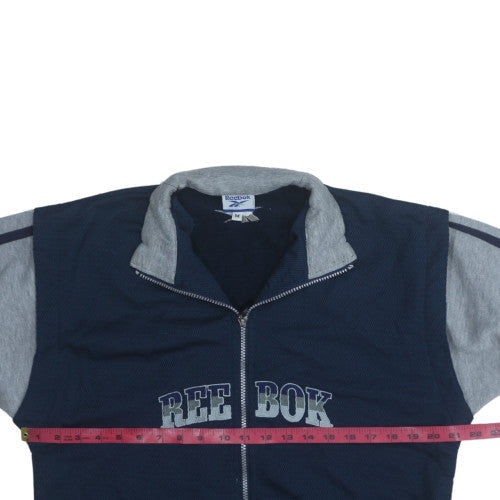 Reebok Mens Blue Grey Full Zip Sweatshirt M Logo Sportswear