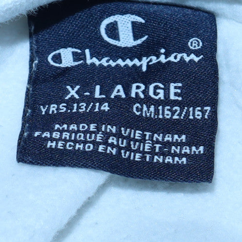 Additional view of Champion boys’ white fleece pullover sweatshirt xl 13-14y logo print crew neck