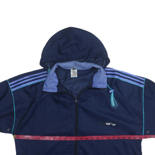 Adidas Men's Blue Medium Windbreaker Hooded Jacket