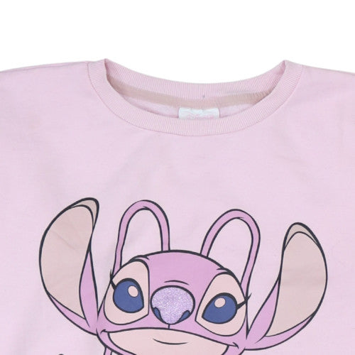 Additional view of Disney girls’ pink angel sweatshirt 14 years pullover crew neck cotton blend