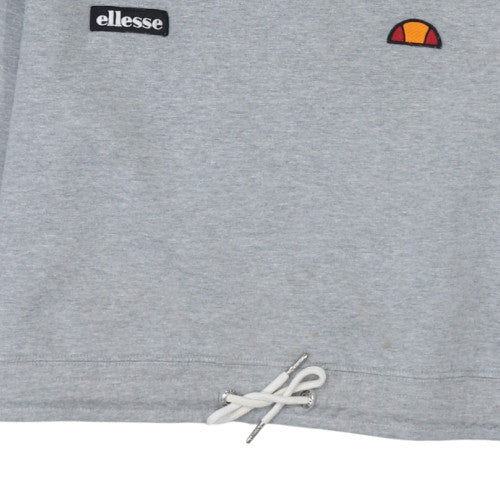 Additional view of Ellesse Women's Grey Cropped Hoodie UK 14 Logo Tape Drawstring