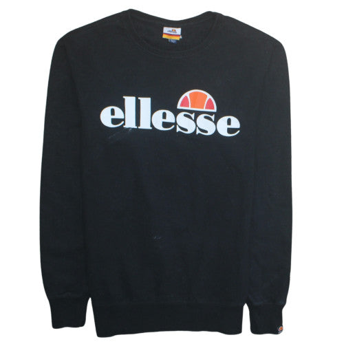 Ellesse Men's Black Pullover Sweatshirt M Crew Neck Logo Print