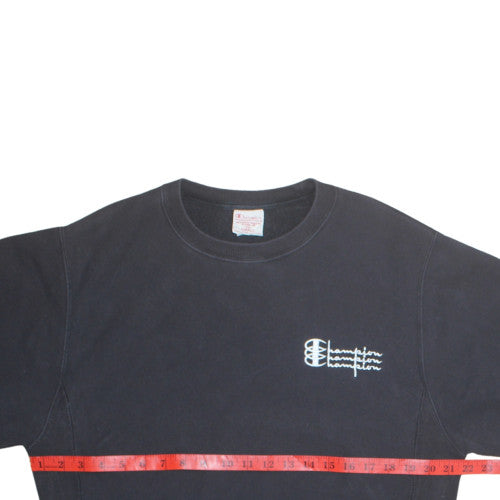 Champion Men's Black Small Reverse Weave Crew Neck Sweatshirt