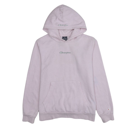 Additional front view of Champion girls’ pink pullover hoodie 15-16 years logo fleece sweatshirt