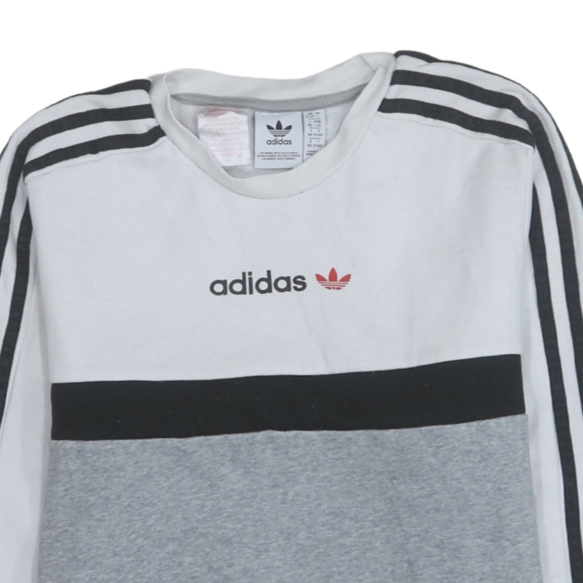 Additional view of Adidas boys’ grey colourblock sweatshirt 13-14 years pullover crew neck