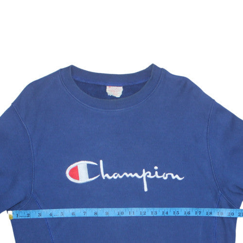 Champion Men's Blue Reverse Weave Sweatshirt Size L Embroidered Logo