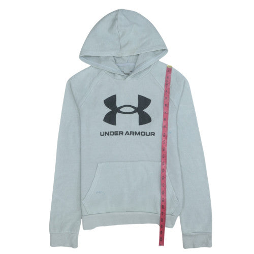 Under Armour Teens Grey Pullover Hoodie YLG Logo Fleece Sportswear
